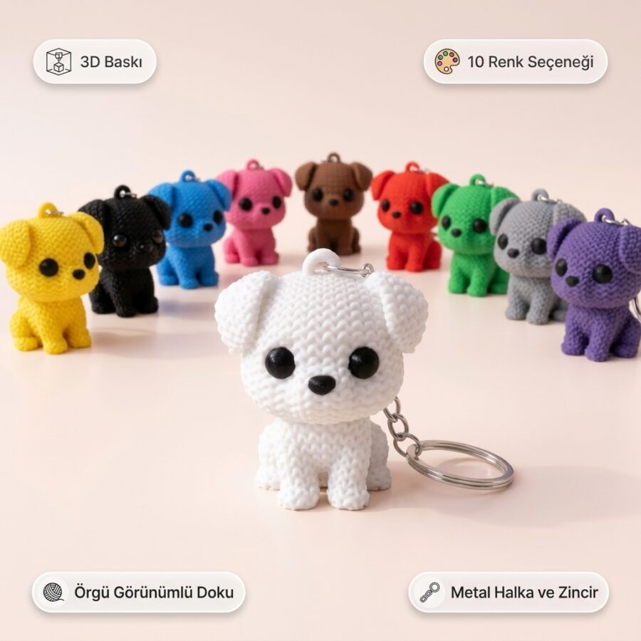 10 renk örgü köpek masada