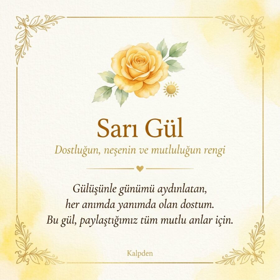 Sarı gül anlam kartı