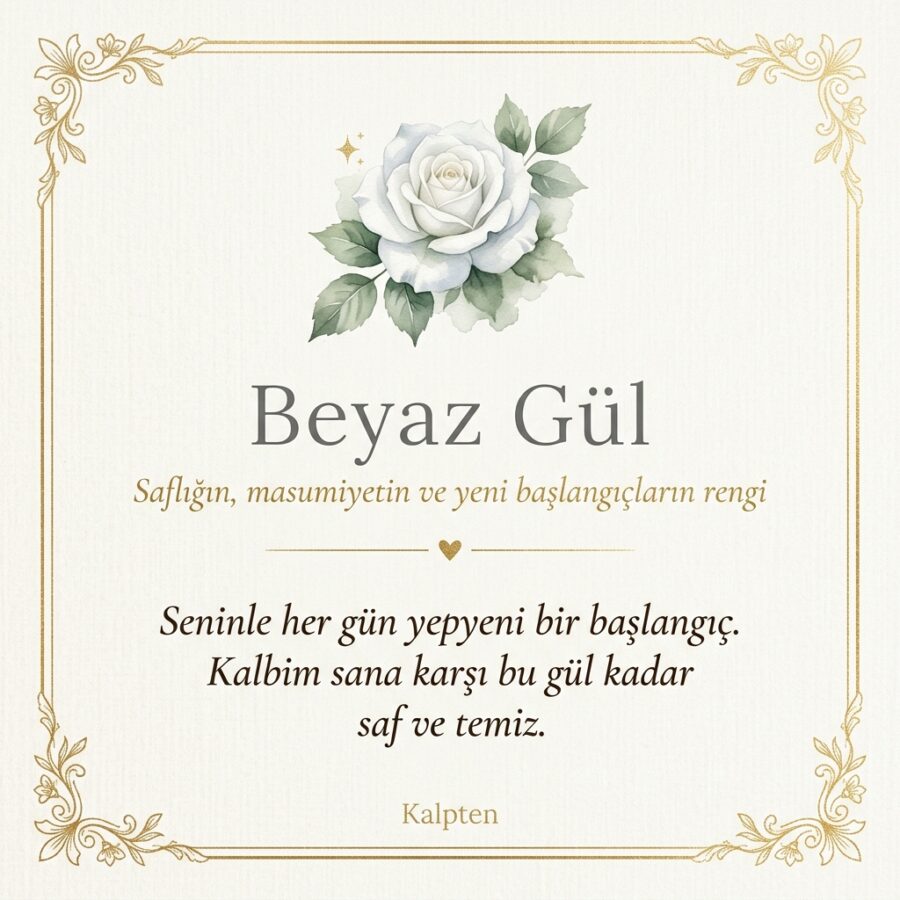 Beyaz gül anlam kartı