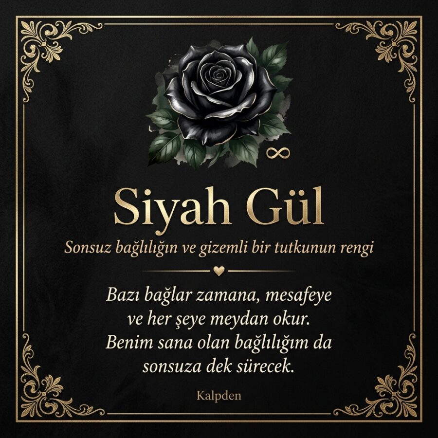 Siyah gül anlam kartı